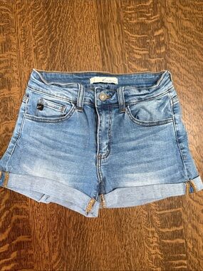 Kan Can Women's Medium Blue Denim Cuffed Jean Shorts